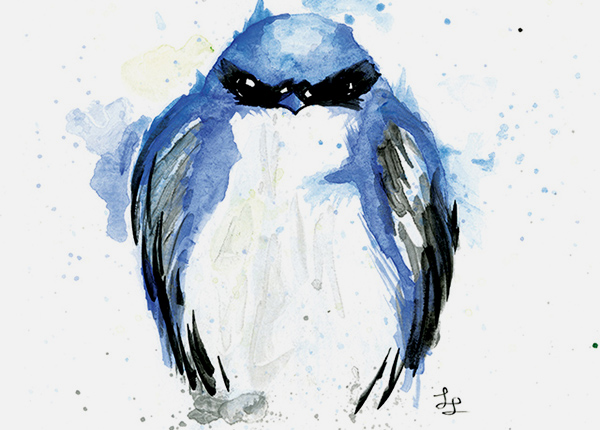 Watercolor of baby bird
