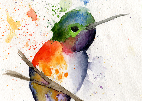 Hummingbird watercolor crop
