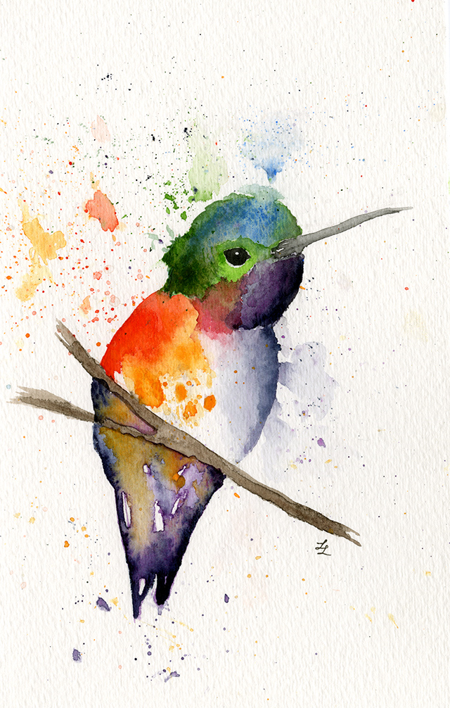 Hummingbird watercolor by Lorenzo Lizardi