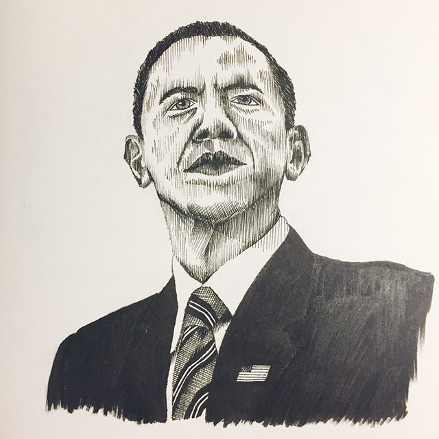 Sketch of President Obama by Lorenzo Lizardi