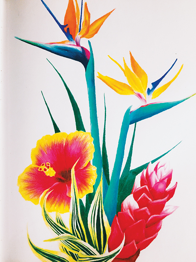 Tropical Flowers watercolor by Lorenzo Lizardi