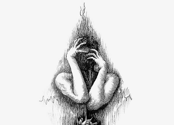 Anxiety, pen and ink drawing by Lorenzo Lizardi