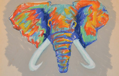 Pastel of elephant by Lorenzo Lizardi