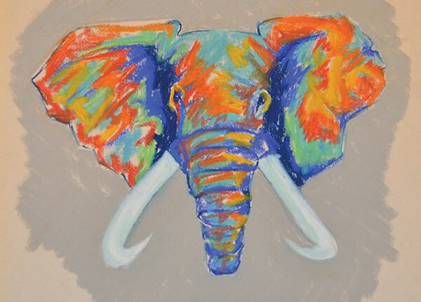 Pastel of elephant by Lorenzo Lizardi