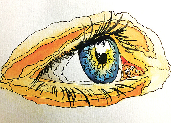 Watercolor of eye by Lorenzo Lizardi