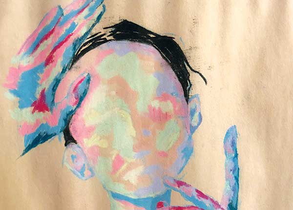 Cropped Faceless Woman pastel by Lorenzo Lizardi
